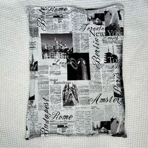 Passport Travel-Themed Black and White Pillowcase